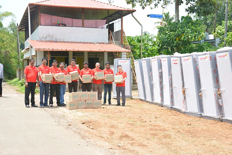 Ceragem Team distributing mineral water