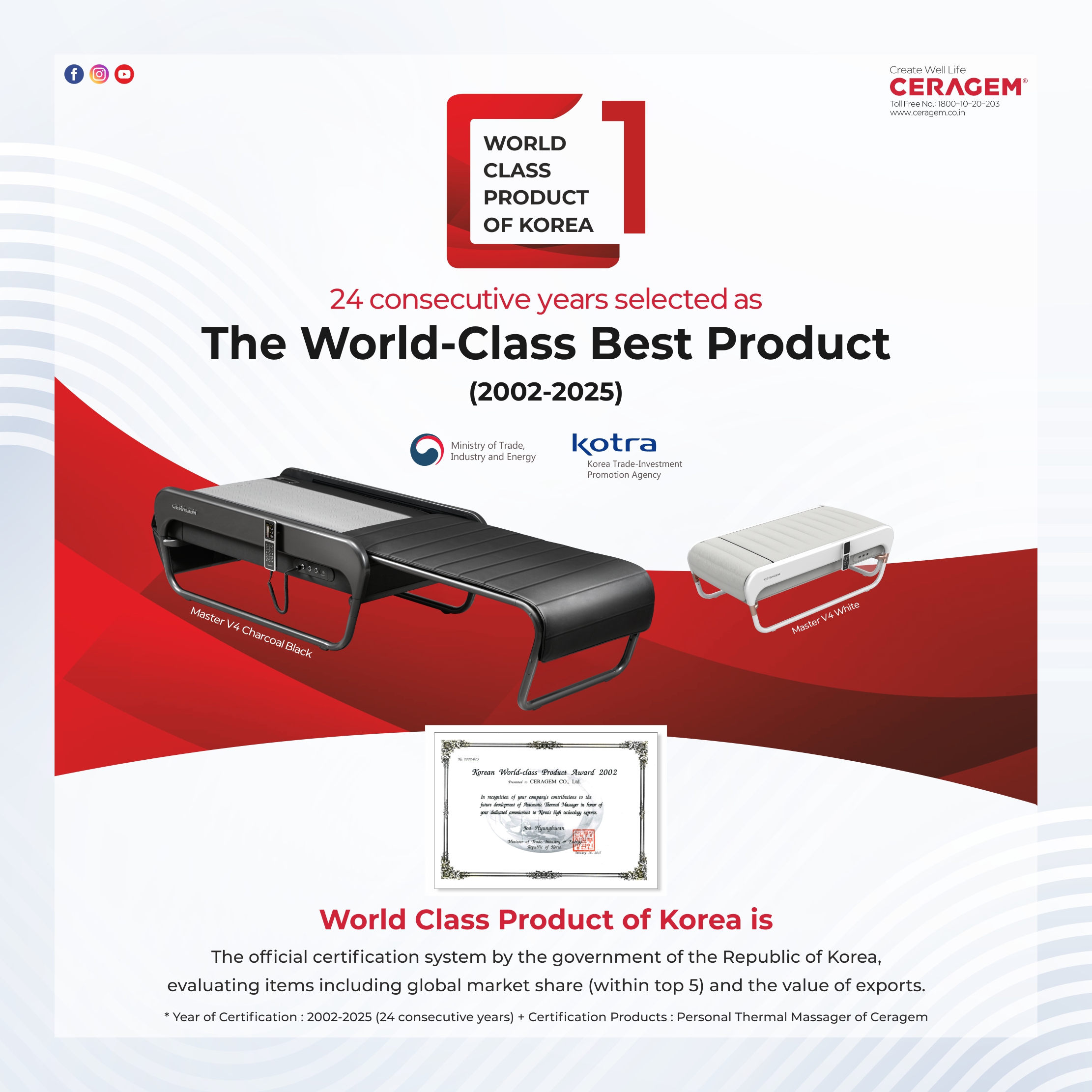 Ceragem Selected as the World-Class Best Product for 24 Consecutive Years
